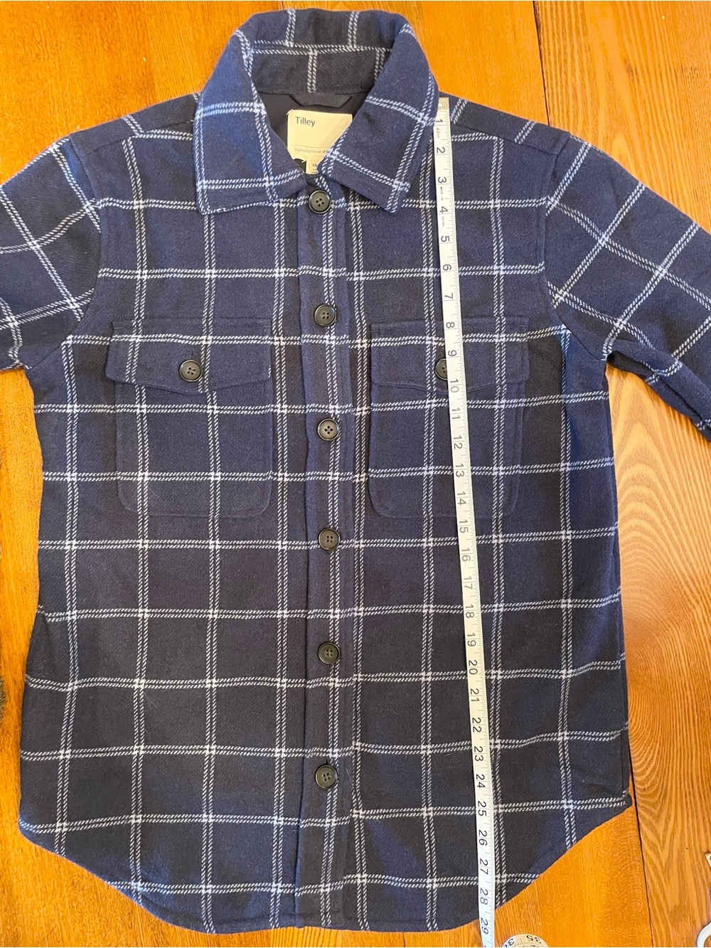 Tiley Navy Blue Windowpane Button-Up Shacket - Picture 5 of 5